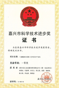 嘉興市科學技術進步獎  一等獎 第一完成單位